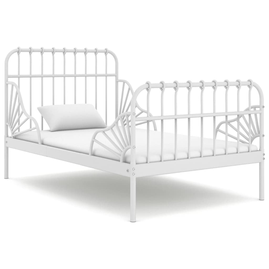 vidaXL Jatkettava sängynrunko valkoinen metalli 80x130/200 cm