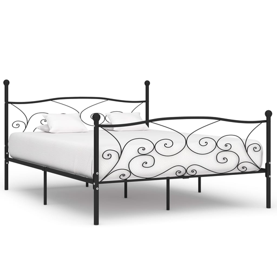 vidaXL Sängynrunko sälepohjalla musta metalli 200x200 cm