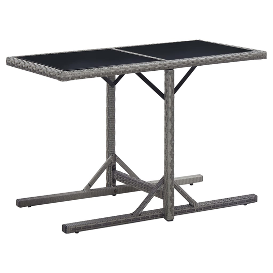 vidaXL Puutarhapöytä antrasiitti 110x53x72 cm lasi ja polyrottinki