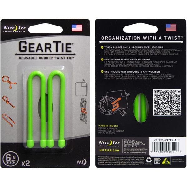 Nite Ize Gear Tie 6 Vaijeri 2 kpl:n pakkaus vihreä