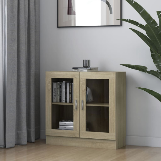 vidaXL Vitriinikaappi Sonoma-tammi 82,5x30,5x80 cm lastulevy