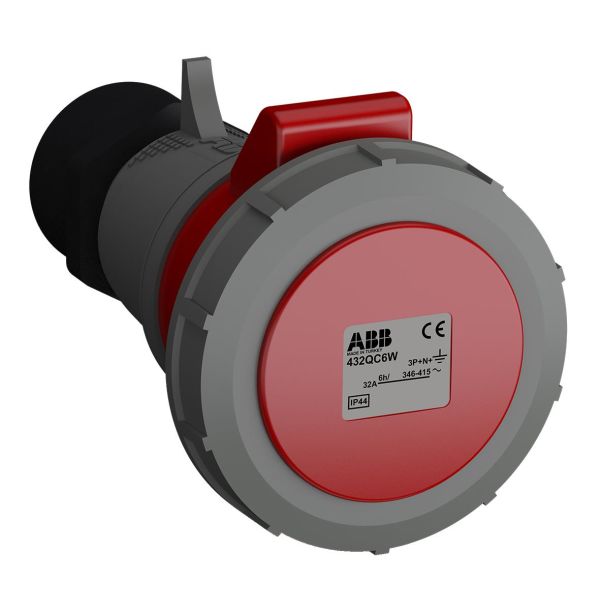 ABB 2CMA102395R1000 Jatkopistorasia pikaliitettävä, tärinänkestävä Punainen, 32 A, 5-napainen, IP67