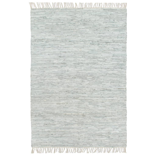 vidaXL Käsin punottu chindi-matto nahka 80x160 cm vaaleanharmaa