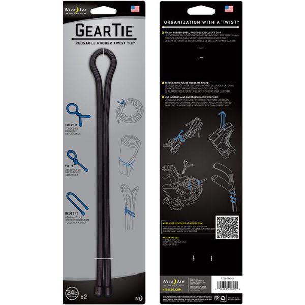 Nite Ize Gear Tie 24 Vaijeri 2 kpl:n pakkaus musta