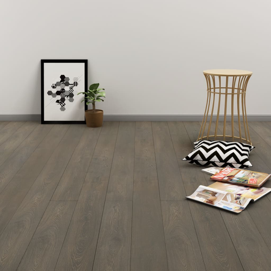 vidaXL Itsekiinnittyvä lattialankku 4,46 m² 3mm PVC harmaa ja ruskea