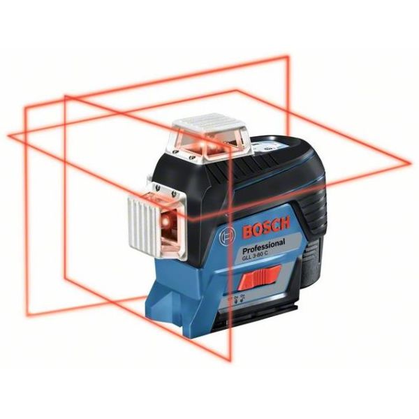 Bosch GLL 3-80 C Ristilaser punainen, sis. L-BOXX-laukun, ilman akkuja ja laturia