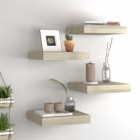 vidaXL Kelluvat seinähyllyt 4 kpl tammi 23x23,5x3,8 cm MDF