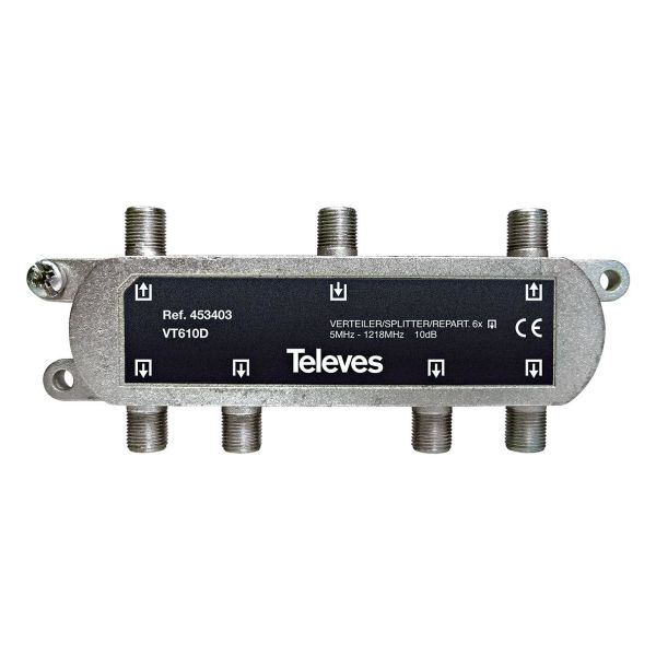 Televes VT610D Jakelija 5-1218 MHz, F-liitäntä 6-toiminen