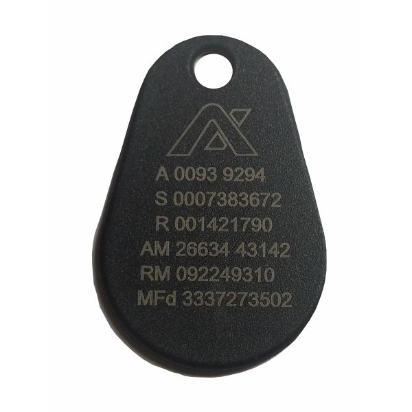 Axema 1-9007-19 Avaimenperä HD-Pro Mifare, laserkaiverrettu ID-koodi
