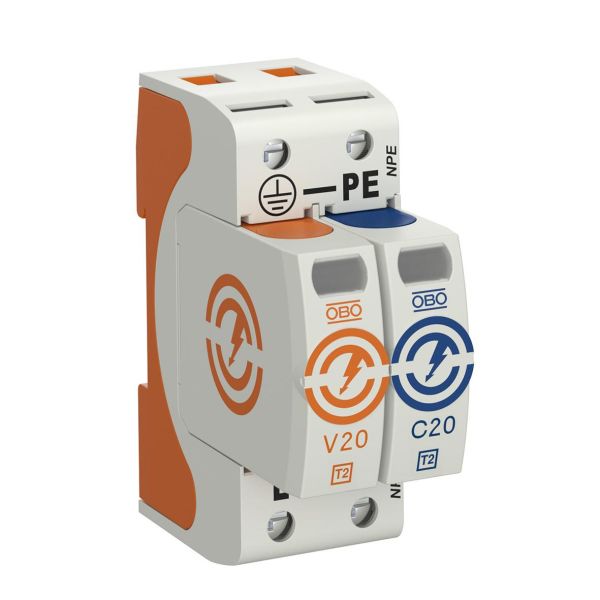 Obo Bettermann 5095251 Ylijännitesuoja tyyppi 2, 230 V, IP20 V20-1+NPE-280