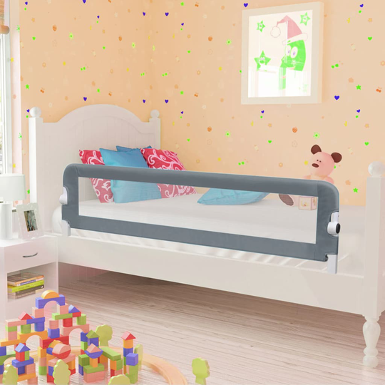 vidaXL Turvalaita sänkyyn polyesteri 150x42 cm harmaa