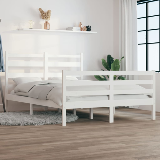 vidaXL Sängynrunko täysi mänty 160x200 cm valkoinen