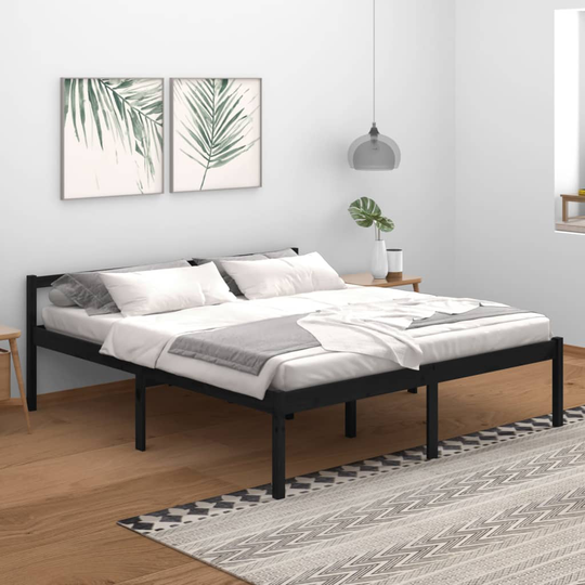 vidaXL Sängynrunko musta täysi mänty 180x200 cm 6FT Super King