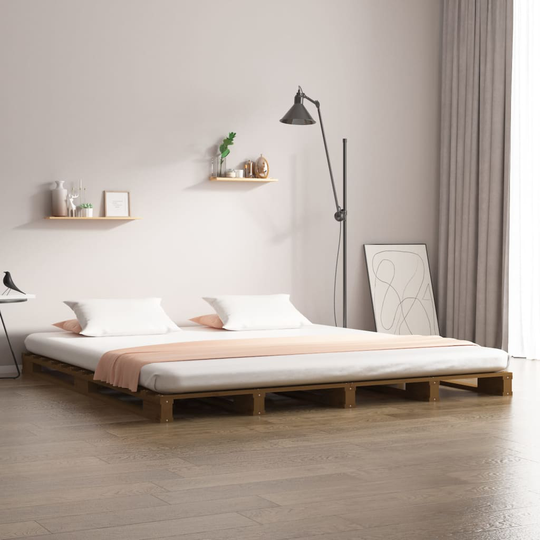 vidaXL Sängynrunko hunajanruskea 120x200 cm täysi mänty