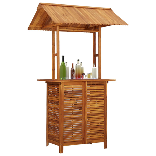 vidaXL Ulkobaaripöytä katoksella 122x106x217 cm täysi akaasiapuu