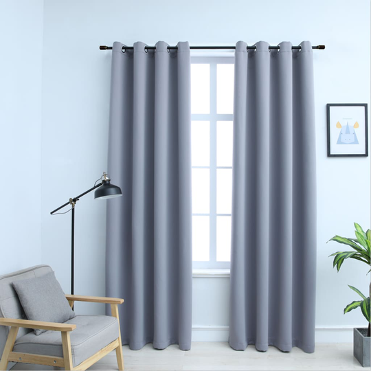 vidaXL Pimennysverhot metallirenkailla 2 kpl harmaa 140x245 cm