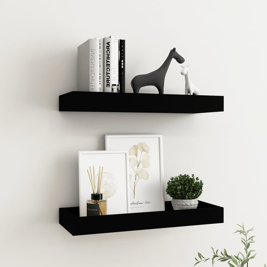 vidaXL Loggia seinähyllyt 2 kpl musta 40x15x4 cm MDF