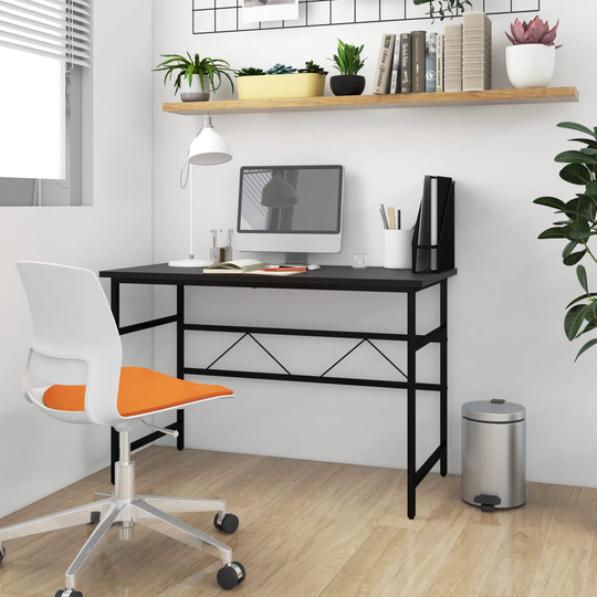 vidaXL Tietokonepöytä musta 105x55x72 cm MDF/metalli