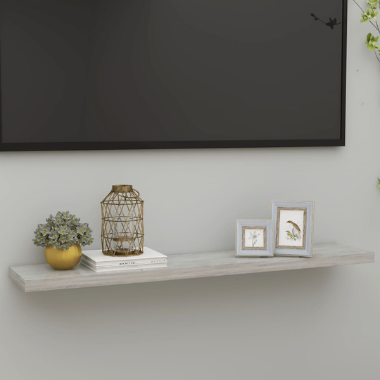 vidaXL Kelluva seinähylly betoninharmaa 120x23,5x3,8 cm MDF