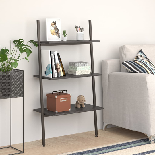 vidaXL 3-kerroksinen kalteva hylly musta 64x34x116 cm