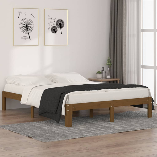 vidaXL Sängynrunko hunajanruskea täysi puu 150x200 cm 5FT King Size