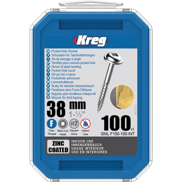 Kreg SML-F150-100-INT Ruuvi 38 mm Ø, sinkitty, Maxi-Loc 100-pakkaus