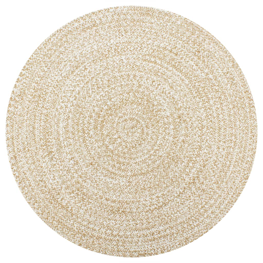 vidaXL Käsintehty juuttimatto valkoinen ja luonnollinen kuvio 120 cm