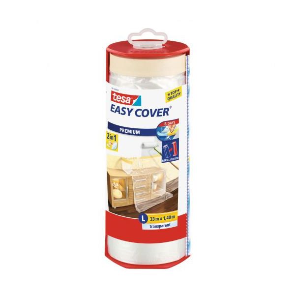 Tesa Easy Cover 4368 Suojamuovin kera maalarinteippi 33 m x 1400 mm, annostelijassa