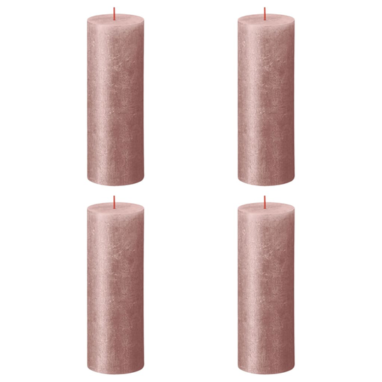 Bolsius Pilarikynttilät Shimmer 4 kpl rustiikkinen 190x68 mm pinkki