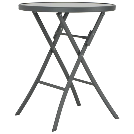 vidaXL Kokoontaittuva bistropöytä harmaa 60x70 cm lasi ja teräs