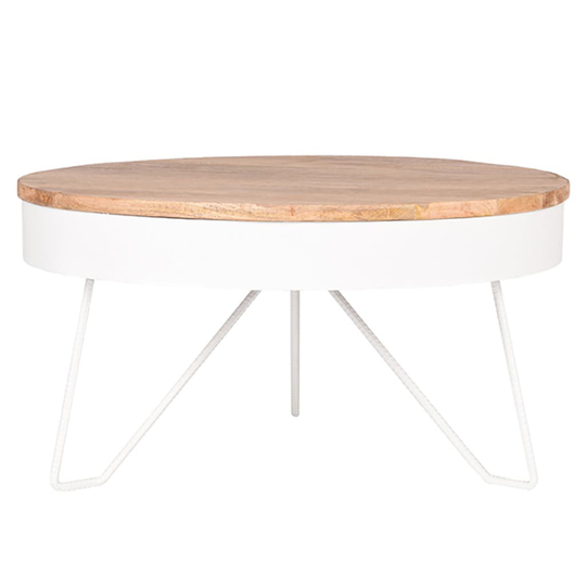 LABEL51 Sohvapöytä Saran 80x80x43 cm puu/valkoinen