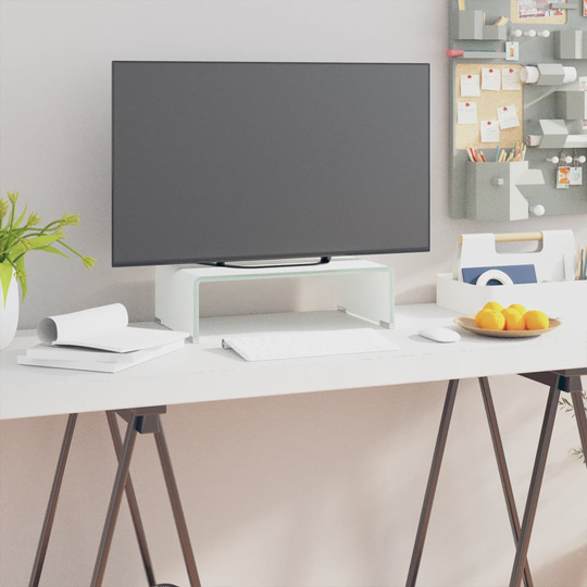 vidaXL TV-taso/Näyttöteline Valkoinen lasi 40x25x11 cm
