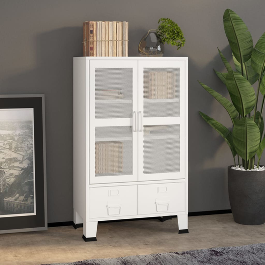 vidaXL Teollinen säilytyskaappi valkoinen 70x40x115 cm metalli