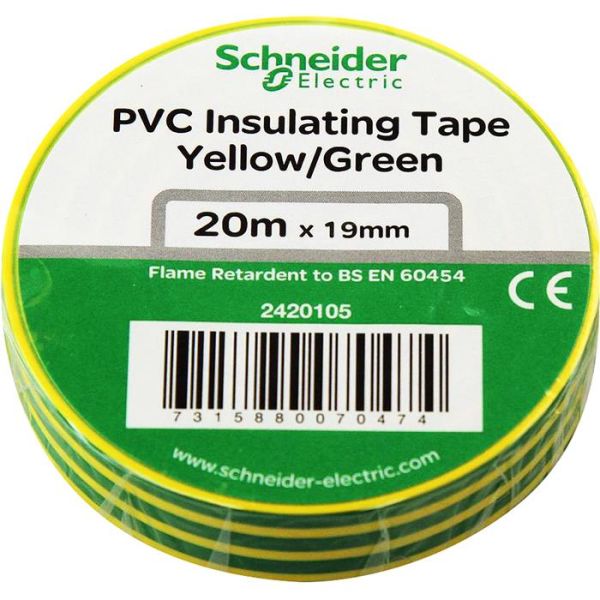 Schneider Electric 2420105 Sähköteippi 19 mm x 20 m Kelta-vihreä