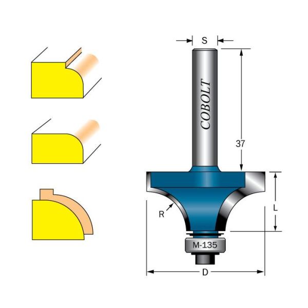 Cobolt 217-160 Pyöristysjyrsin R=16 D=45 L=22