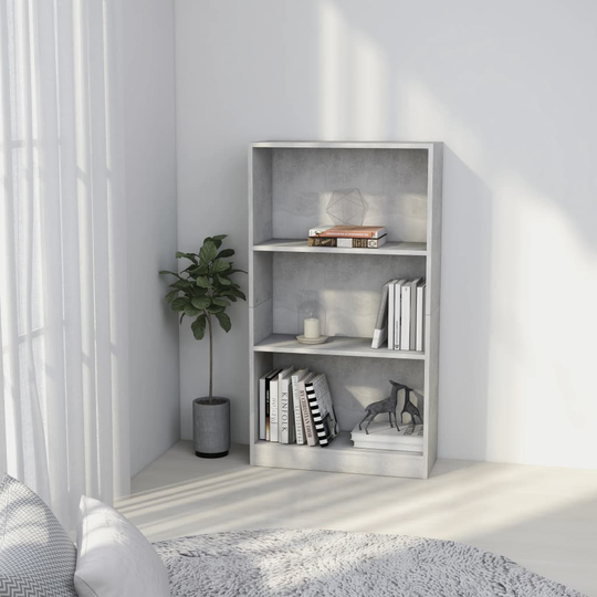 vidaXL 3-tasoinen kirjahylly betoninharmaa 60x24x109 cm tekninen puu