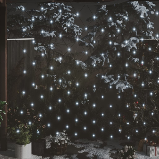 vidaXL Jouluvaloverkko kylmä valk. 3x3 m 306 LED-valoa ulos/sisälle
