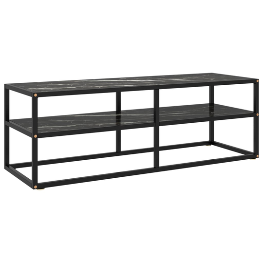 vidaXL TV-taso musta mustalla marmorilasilla 120x40x40 cm