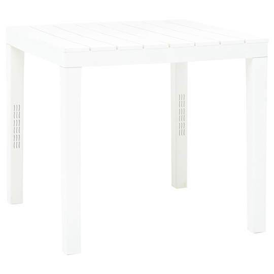vidaXL Puutarhapöytä valkoinen 78x78x72 cm muovi