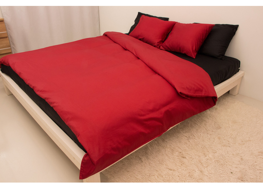 Satiini pussilakanasetti Red-Black 240x210 cm