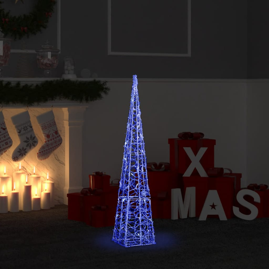 vidaXL LED koristevalokartio sininen akryyli 90 cm