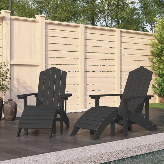 vidaXL Adirondack puutarhatuolit 2 kpl jalkatuilla HDPE antrasiitti