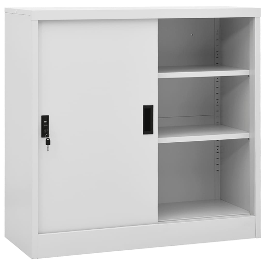 vidaXL Toimistokaappi liukuovella vaaleanharmaa 90x40x90 cm teräs