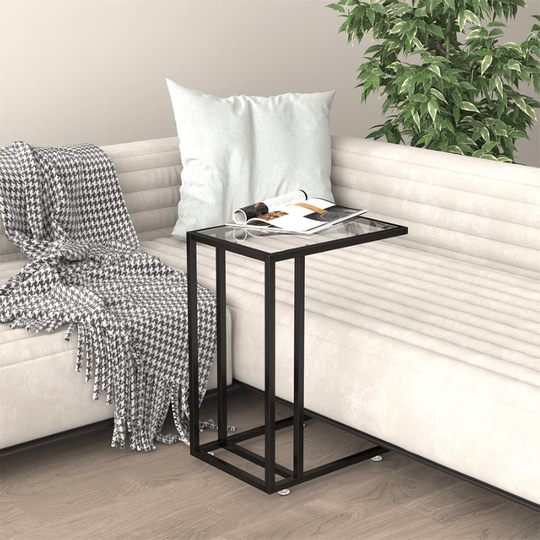 vidaXL Sivupöytä läppärille läpinäkyvä 50x35x65 cm karkaistu lasi
