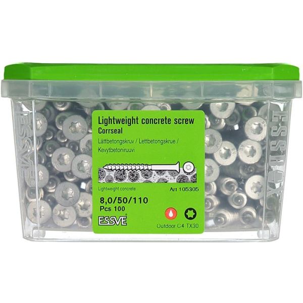 ESSVE CorrSeal TX30 Kevytbetoniruuvi 8,0x110mm 100 kpl