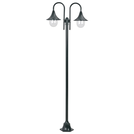 vidaXL Kaksilyhtyinen pylväsvalaisin puutarhaan E27 220 cm vihreä