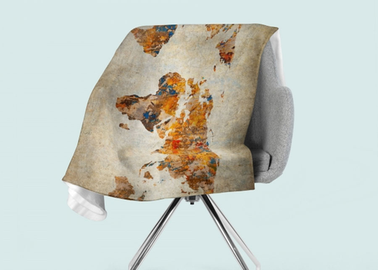 Torkkupeitto Grunge Map of the World 150x200 cm