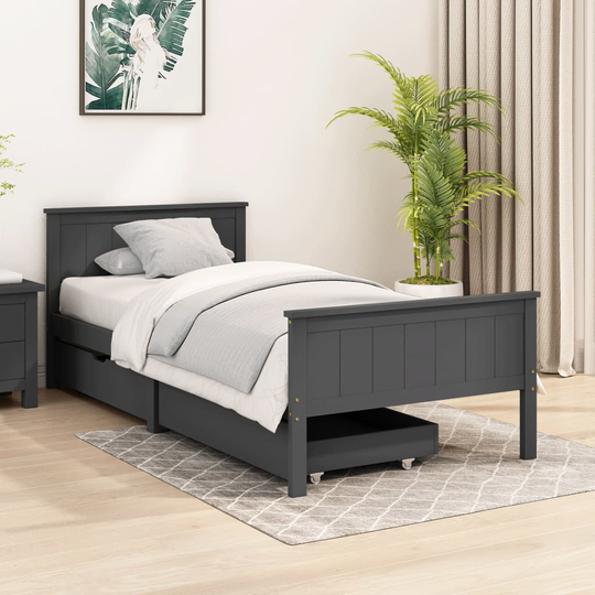 vidaXL Sängynrunko 2 vetolaatikolla tummanharm. täysi mänty 100x200 cm