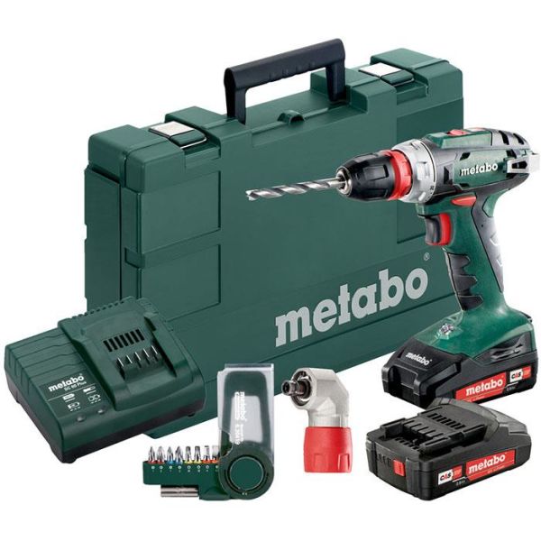Metabo BS 18 QUICK SET Porakone-ruuvinväännin sis. akut, laturi ja ruuvauskärkiä