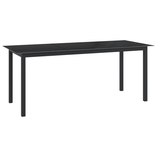 vidaXL Puutarhapöytä musta 190x90x74 cm alumiini ja lasi
